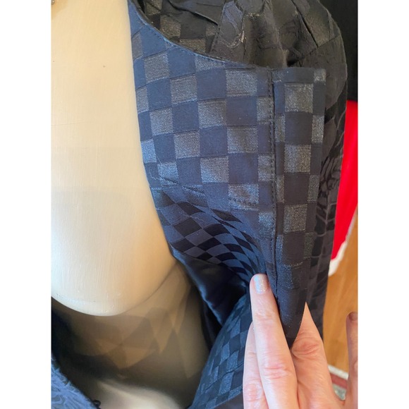 Chico's‎ Black Floral Jacquard Pleated Neck 3/4 Sleeve Jacket Blazer Size 3 - Picture 6 of 14